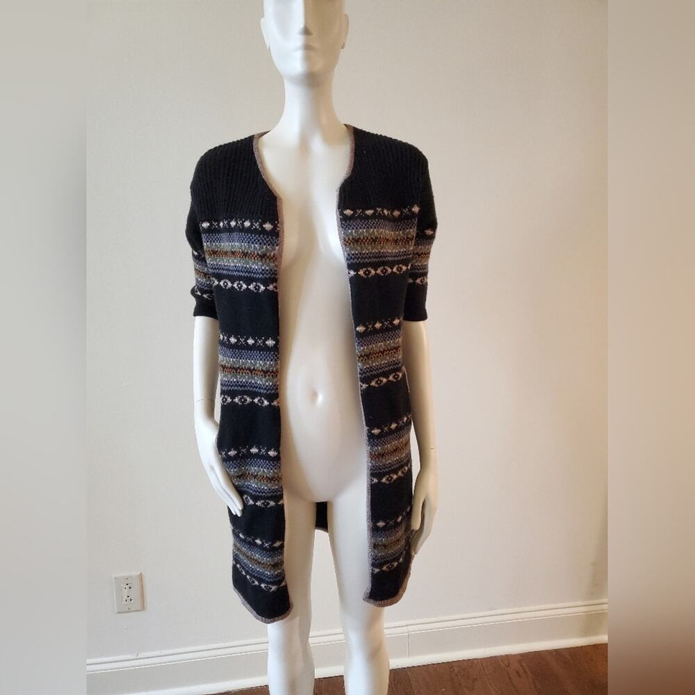 YOON Womens Fair Isle Wool Cashmere Blend Open Front Duster Cardigan Small NWT
